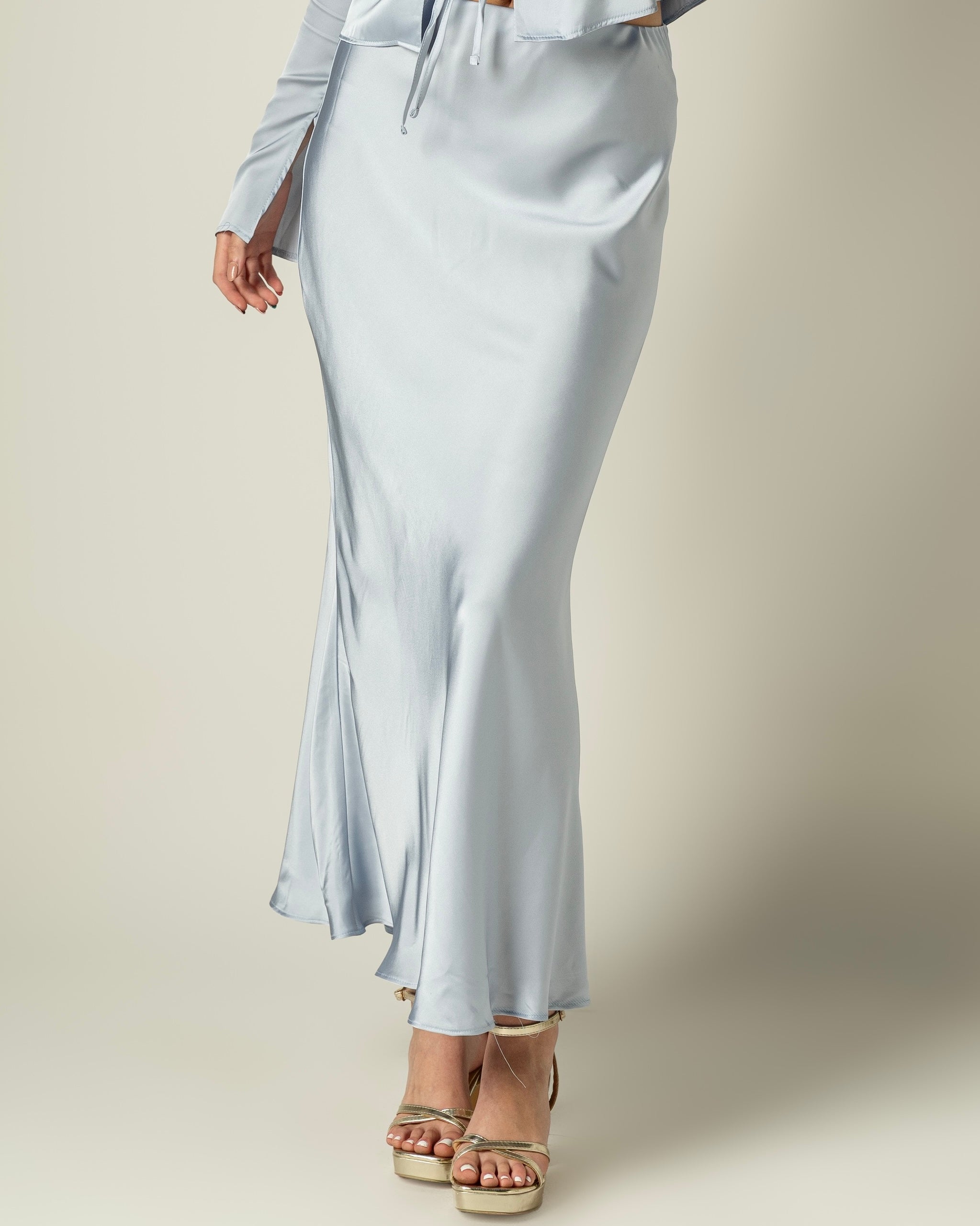 Ella Sky Blue Long Bias Skirt