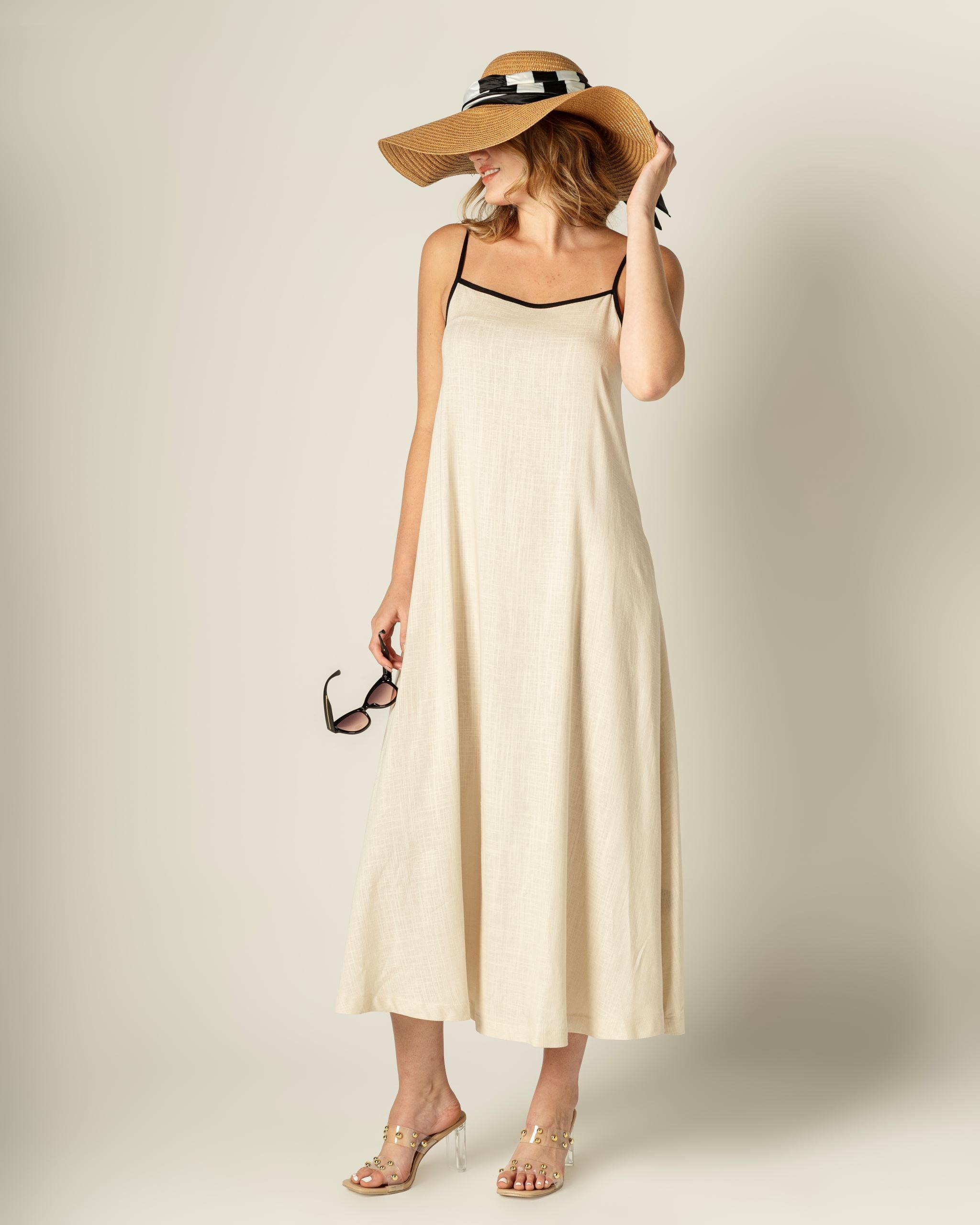 Sophie Contrast Linen Dress